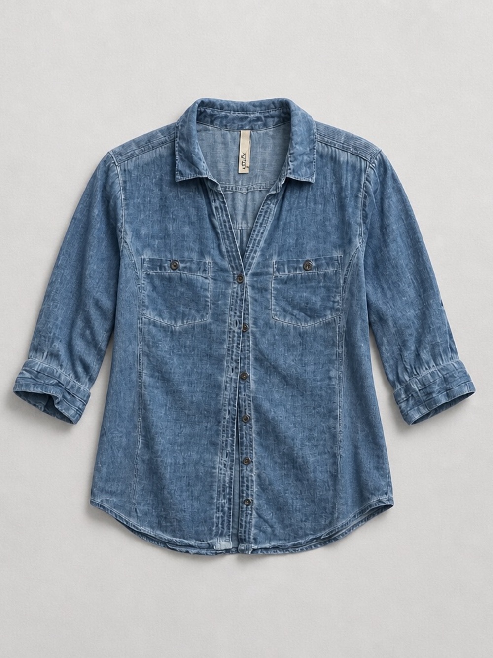 Elan Light Blue Linen-Blend Shirt